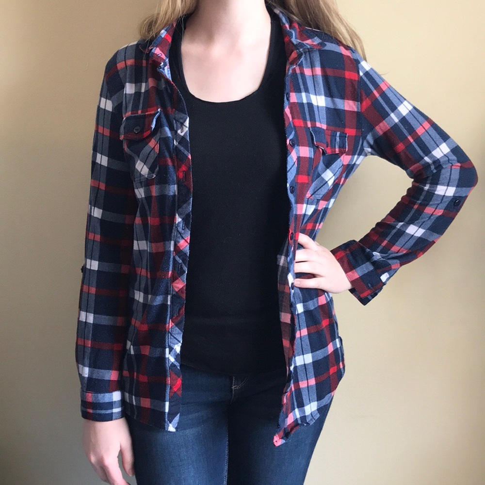 Red, White, & Blue Plaid Shirt